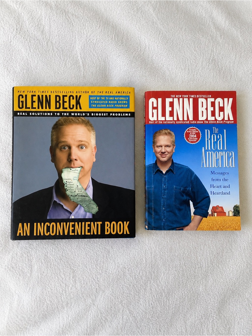 Lot of 2 Books by Glenn Beck - The Real America & An Inconvenient Book HC